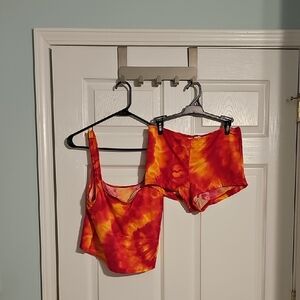 Catalina Vibrant Tie-Dye Tank and Shorts Set. Size L.